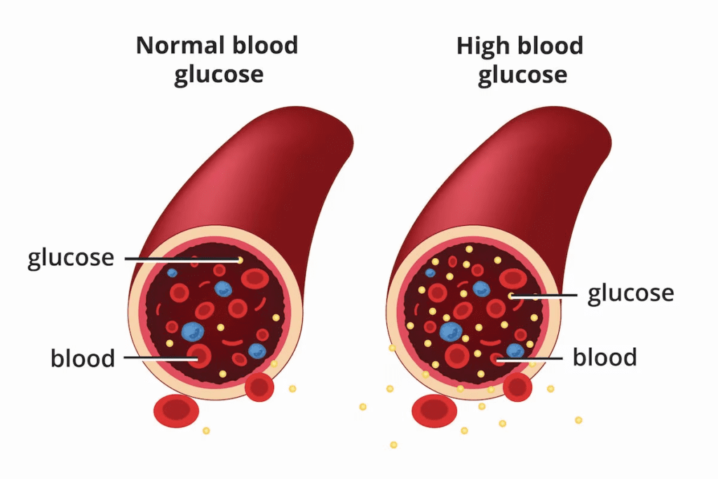 normal blood glucose and high blood glucose